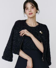 Maglie le cassetto / マーリエ ル カセット カーディガン・ボレロ | 《大きいサイズ》シャギーラメニットジャケット《M Maglie le cassetto》