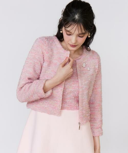 Maglie le cassetto / マーリエ ル カセット カーディガン・ボレロ | 《大きいサイズ》シャギーラメニットジャケット《M Maglie le cassetto》 | 詳細1