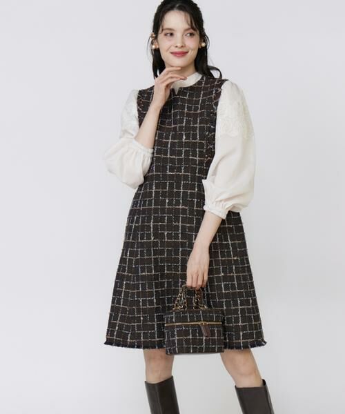 Maglie le cassetto / マーリエ ル カセット ミニ丈・ひざ丈ワンピース | 《フランドル45周年限定コレクション》リントンツイードワンピース《M Maglie le cassetto》 | 詳細1