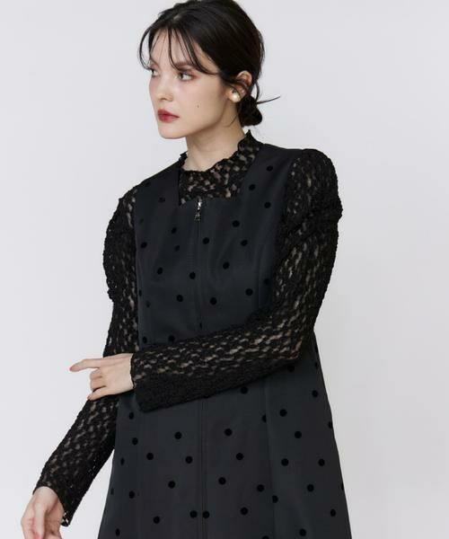 Maglie le cassetto / マーリエ ル カセット ミニ丈・ひざ丈ワンピース | 《大きいサイズ》《WEB限定》ドットフロッキーワンピース《M Maglie le cassetto》 | 詳細11