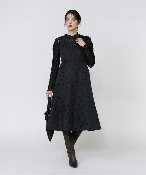 Maglie le cassetto / マーリエ ル カセット ミニ丈・ひざ丈ワンピース | 《大きいサイズ》《WEB限定》ドットフロッキーワンピース《M Maglie le cassetto》 | 詳細4