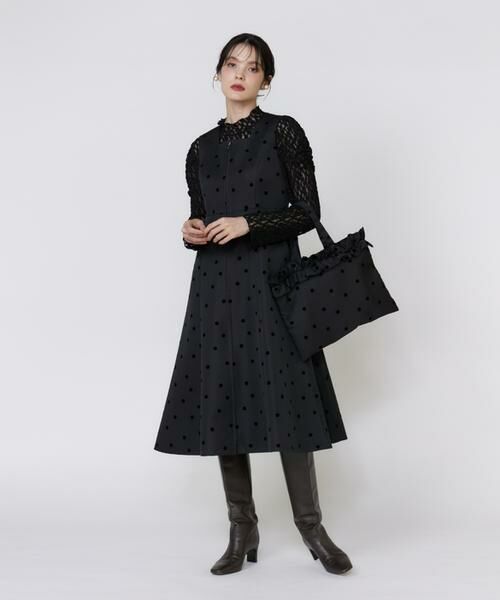 Maglie le cassetto / マーリエ ル カセット ミニ丈・ひざ丈ワンピース | 《大きいサイズ》《WEB限定》ドットフロッキーワンピース《M Maglie le cassetto》 | 詳細5