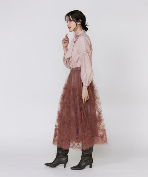 Maglie le cassetto / マーリエ ル カセット ロング・マキシ丈スカート | 手描き花刺繍チュールスカート | 詳細25
