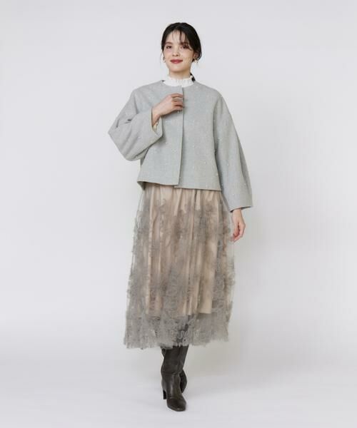 Maglie le cassetto / マーリエ ル カセット ロング・マキシ丈スカート | 《大きいサイズ》手描き花刺繍チュールスカート | 詳細5