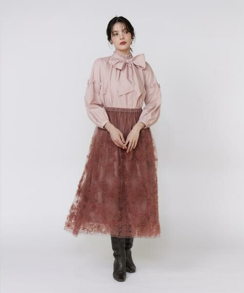 Maglie le cassetto / マーリエ ル カセット ロング・マキシ丈スカート | 《大きいサイズ》手描き花刺繍チュールスカート | 詳細7