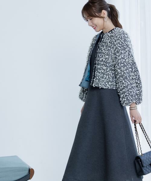 Maglie le cassetto / マーリエ ル カセット ミニ丈・ひざ丈ワンピース | 《M Maglie le cassetto×冨張愛》エレモード“美映え”グレーダンボールワンピース | 詳細11