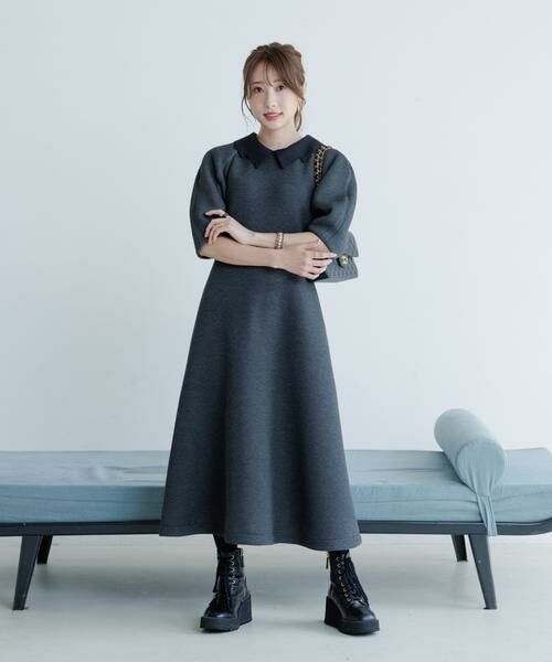 Maglie le cassetto / マーリエ ル カセット ミニ丈・ひざ丈ワンピース | 《M Maglie le cassetto×冨張愛》エレモード“美映え”グレーダンボールワンピース | 詳細2