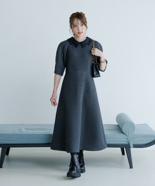 Maglie le cassetto / マーリエ ル カセット ミニ丈・ひざ丈ワンピース | 《M Maglie le cassetto×冨張愛》エレモード“美映え”グレーダンボールワンピース | 詳細4