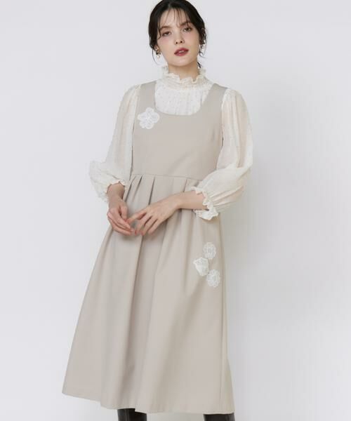 Maglie le cassetto / マーリエ ル カセット ミニ丈・ひざ丈ワンピース | 《大きいサイズ》《フランドル45周年限定コレクション》フラワーモチーフワンピース《M Maglie le cassetto》 | 詳細1