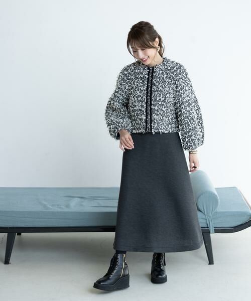 Maglie le cassetto / マーリエ ル カセット ミニ丈・ひざ丈ワンピース | 《大きいサイズ》《M Maglie le cassetto×冨張愛》エレモード“美映え”グレーダンボールワンピース | 詳細10