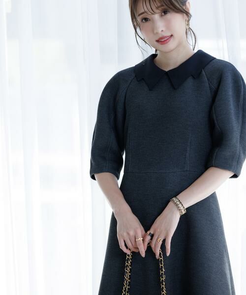 Maglie le cassetto / マーリエ ル カセット ミニ丈・ひざ丈ワンピース | 《大きいサイズ》《M Maglie le cassetto×冨張愛》エレモード“美映え”グレーダンボールワンピース | 詳細12