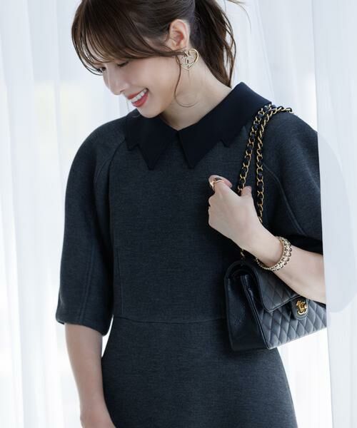 Maglie le cassetto / マーリエ ル カセット ミニ丈・ひざ丈ワンピース | 《大きいサイズ》《M Maglie le cassetto×冨張愛》エレモード“美映え”グレーダンボールワンピース | 詳細13