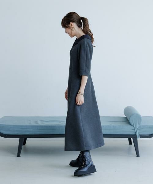 Maglie le cassetto / マーリエ ル カセット ミニ丈・ひざ丈ワンピース | 《大きいサイズ》《M Maglie le cassetto×冨張愛》エレモード“美映え”グレーダンボールワンピース | 詳細5