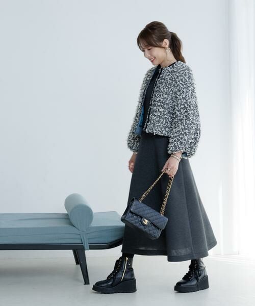 Maglie le cassetto / マーリエ ル カセット ミニ丈・ひざ丈ワンピース | 《大きいサイズ》《M Maglie le cassetto×冨張愛》エレモード“美映え”グレーダンボールワンピース | 詳細9