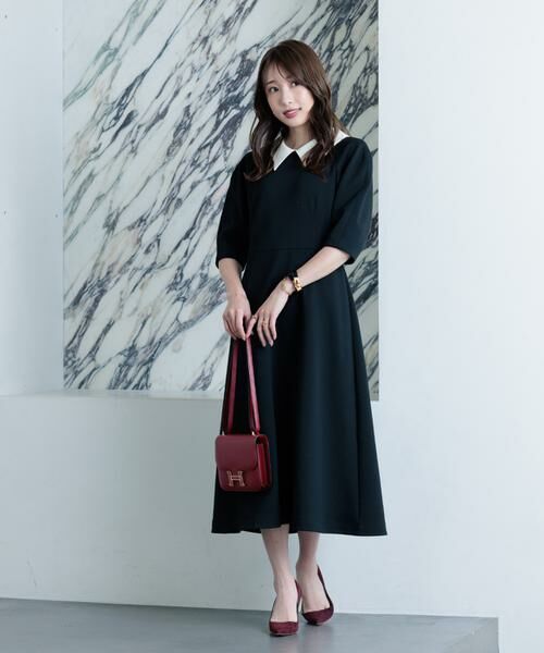 Maglie le cassetto / マーリエ ル カセット ミニ丈・ひざ丈ワンピース | 《大きいサイズ》《M Maglie le cassetto×冨張愛》エレモード“美映え”ブラックダンボールワンピース | 詳細3