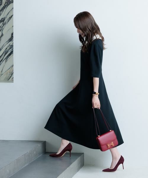 Maglie le cassetto / マーリエ ル カセット ミニ丈・ひざ丈ワンピース | 《大きいサイズ》《M Maglie le cassetto×冨張愛》エレモード“美映え”ブラックダンボールワンピース | 詳細4
