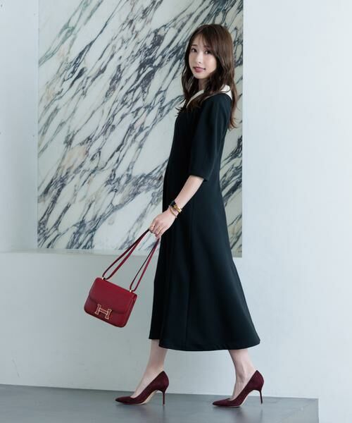 Maglie le cassetto / マーリエ ル カセット ミニ丈・ひざ丈ワンピース | 《大きいサイズ》《M Maglie le cassetto×冨張愛》エレモード“美映え”ブラックダンボールワンピース | 詳細5