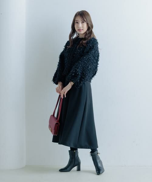 Maglie le cassetto / マーリエ ル カセット ミニ丈・ひざ丈ワンピース | 《大きいサイズ》《M Maglie le cassetto×冨張愛》エレモード“美映え”ブラックダンボールワンピース | 詳細7