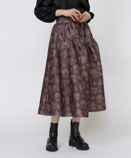 Maglie le cassetto / マーリエ ル カセット ミニ・ひざ丈スカート | フラワージャガードスカート | 詳細8