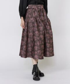 Maglie le cassetto / マーリエ ル カセット ミニ・ひざ丈スカート | 《大きいサイズ》フラワージャガードスカート