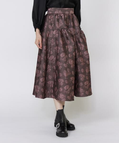 Maglie le cassetto / マーリエ ル カセット ミニ・ひざ丈スカート | 《大きいサイズ》フラワージャガードスカート | 詳細1