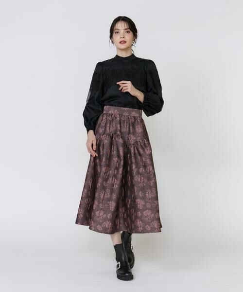 Maglie le cassetto / マーリエ ル カセット ミニ・ひざ丈スカート | 《大きいサイズ》フラワージャガードスカート | 詳細2