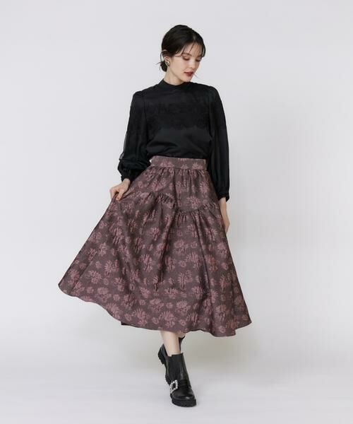 Maglie le cassetto / マーリエ ル カセット ミニ・ひざ丈スカート | 《大きいサイズ》フラワージャガードスカート | 詳細3