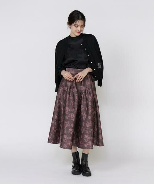Maglie le cassetto / マーリエ ル カセット ミニ・ひざ丈スカート | 《大きいサイズ》フラワージャガードスカート | 詳細6