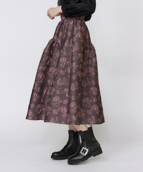 Maglie le cassetto / マーリエ ル カセット ミニ・ひざ丈スカート | 《大きいサイズ》フラワージャガードスカート | 詳細9