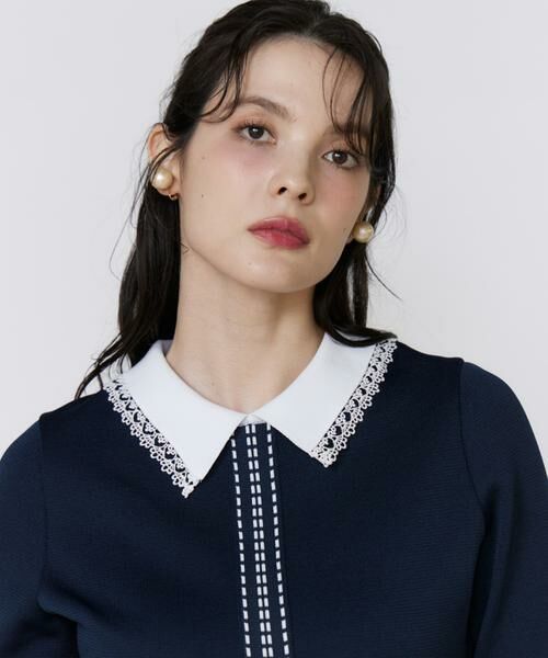 Maglie le cassetto / マーリエ ル カセット ミニ丈・ひざ丈ワンピース | 《M Maglie le cassetto》レース衿ニットワンピース | 詳細15