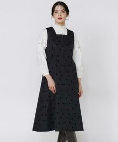 Maglie le cassetto / マーリエ ル カセット ミニ丈・ひざ丈ワンピース | 《プラスサイズ》《WEB限定》ドットフロッキーワンピース《M Maglie le cassetto》