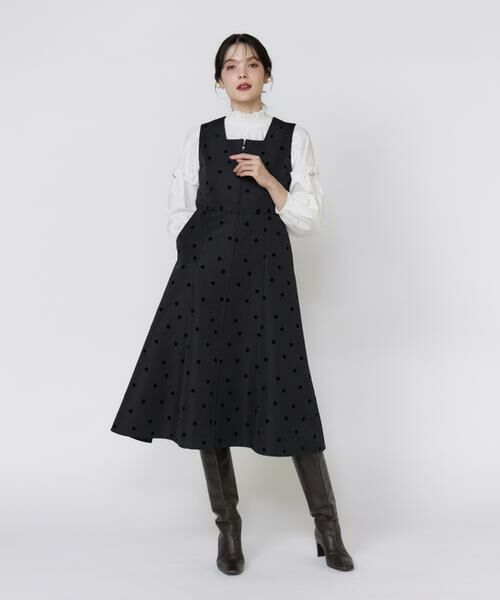 Maglie le cassetto / マーリエ ル カセット ミニ丈・ひざ丈ワンピース | 《プラスサイズ》《WEB限定》ドットフロッキーワンピース《M Maglie le cassetto》 | 詳細2