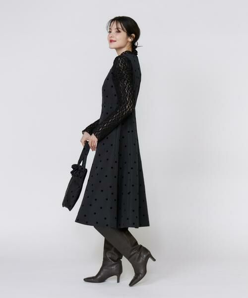 Maglie le cassetto / マーリエ ル カセット ミニ丈・ひざ丈ワンピース | 《プラスサイズ》《WEB限定》ドットフロッキーワンピース《M Maglie le cassetto》 | 詳細6