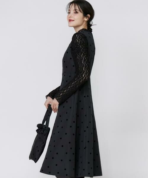 Maglie le cassetto / マーリエ ル カセット ミニ丈・ひざ丈ワンピース | 《プラスサイズ》《WEB限定》ドットフロッキーワンピース《M Maglie le cassetto》 | 詳細9