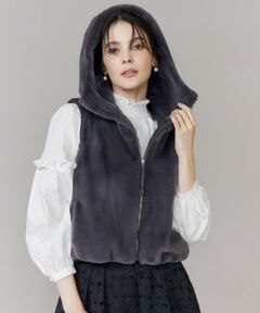 Maglie le cassetto / マーリエ ル カセット ベスト | 《大きいサイズ》ふわふわファーフーディジレ《M Maglie le cassetto》