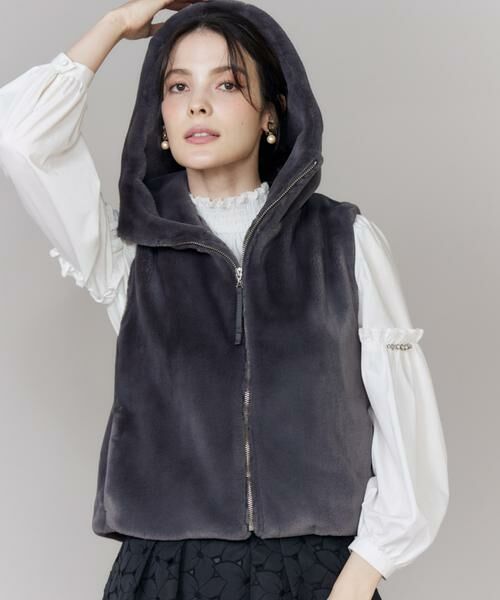 Maglie le cassetto / マーリエ ル カセット ベスト | 《大きいサイズ》ふわふわファーフーディジレ《M Maglie le cassetto》 | 詳細13