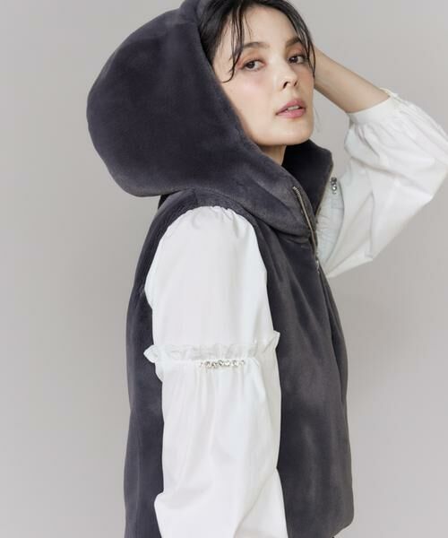 Maglie le cassetto / マーリエ ル カセット ベスト | 《大きいサイズ》ふわふわファーフーディジレ《M Maglie le cassetto》 | 詳細14