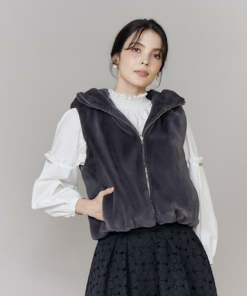 Maglie le cassetto / マーリエ ル カセット ベスト | 《大きいサイズ》ふわふわファーフーディジレ《M Maglie le cassetto》 | 詳細15