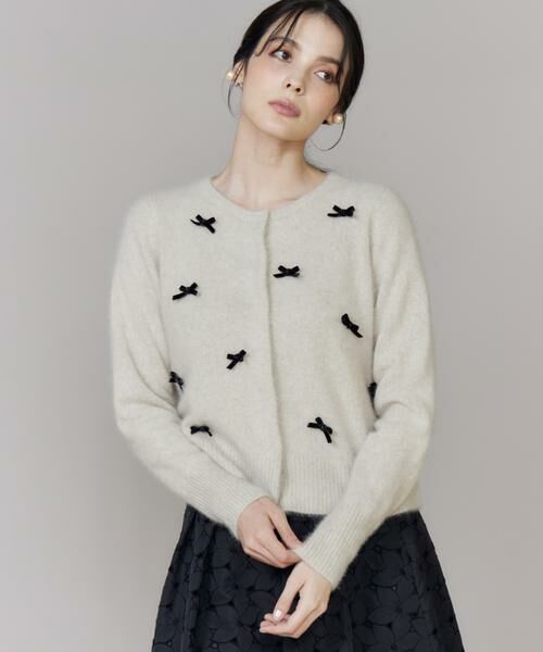 Maglie le cassetto / マーリエ ル カセット カーディガン・ボレロ | 《大きいサイズ》ベロアリボンフォックスカーデ(グレーベージュ3)