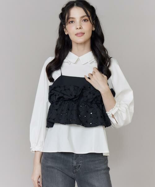 Maglie le cassetto / マーリエ ル カセット シャツ・ブラウス | フラワー刺繍ビスチェ | 詳細1