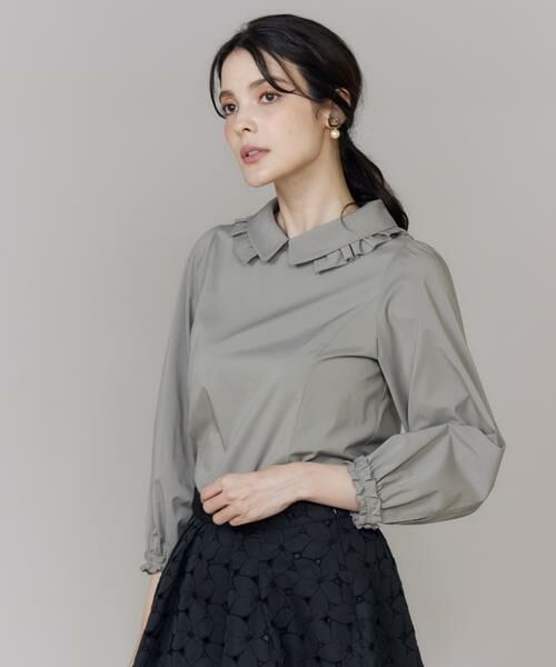 Maglie le cassetto / マーリエ ル カセット シャツ・ブラウス | シルキーストレッチ衿フリルブラウス | 詳細1