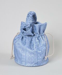 Maglie le cassetto / マーリエ ル カセット ハンドバッグ | デニムプリントレース巾着バッグ