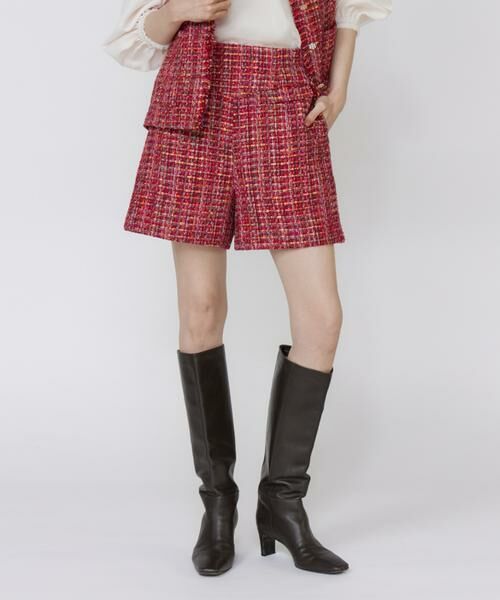 Maglie le cassetto / マーリエ ル カセット ショート・ハーフ・半端丈パンツ | 《M Maglie le cassetto》カンポーレツイードキュロット(レッド)