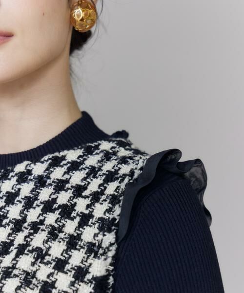 Maglie le cassetto / マーリエ ル カセット ミニ丈・ひざ丈ワンピース | Vネック千鳥柄ワンピース | 詳細15