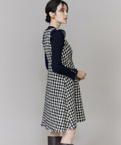 Maglie le cassetto / マーリエ ル カセット ミニ丈・ひざ丈ワンピース | 《大きいサイズ》Vネック千鳥柄ワンピース | 詳細12