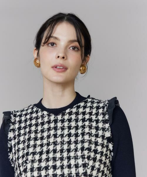 Maglie le cassetto / マーリエ ル カセット ミニ丈・ひざ丈ワンピース | 《大きいサイズ》Vネック千鳥柄ワンピース | 詳細14