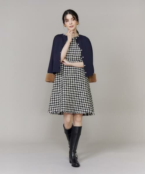 Maglie le cassetto / マーリエ ル カセット ミニ丈・ひざ丈ワンピース | 《大きいサイズ》Vネック千鳥柄ワンピース | 詳細6