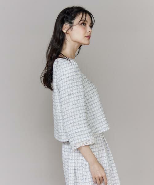 Maglie le cassetto / マーリエ ル カセット シャツ・ブラウス | 《M Maglie le cassetto》袖刺繍レース艶めきツィードブラウス | 詳細11