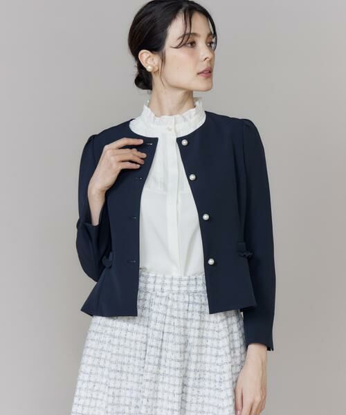 Maglie le cassetto / マーリエ ル カセット ノーカラージャケット | 《プラスサイズ》フリルジャケット《M Maglie le cassetto》 | 詳細1