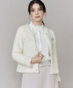 Maglie le cassetto / マーリエ ル カセット カーディガン・ボレロ | 《大きいサイズ》ラメフェザーニットジャケット
